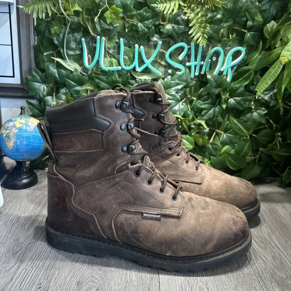 Thorogood Work Boots V Series 8" Mens 14 W Brown Leather 864-4281 - Picture 1 of 11